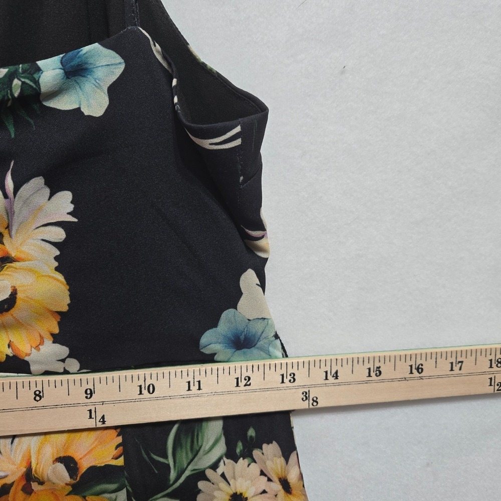 Yumi Kim Floral Jumpsuit Small Black Wide Leg Spaghetti Strap #1317 - Picture 5 of 9
